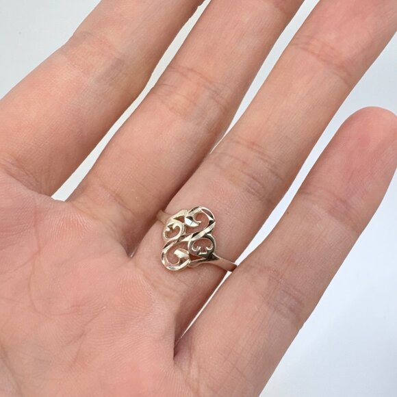 VTG Solid Sterling Silver 925 Openwork Scroll Design Band Ring Size 6.75 - Picture 6 of 8